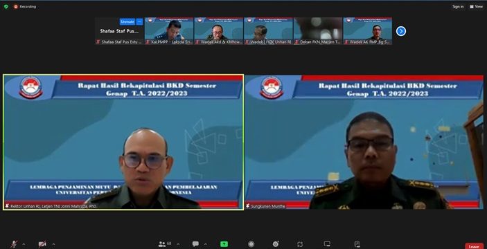Rektor Unhan RI Pimpin Rapat Laporan Kinerja BKD Semester Genap T.A. 2022/2023
